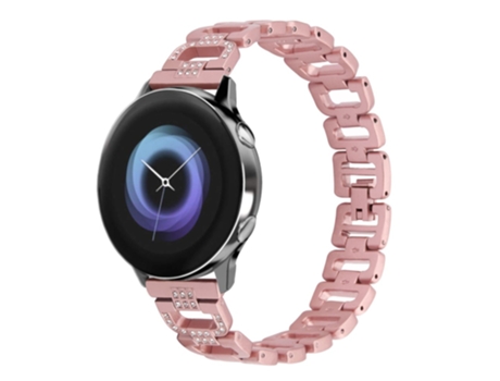 Correa de acero inoxidable diamantes de imitación decorativos 20mm para Huami Amazfit GTS Samsung Gear S2 Classic Garmin Vivoactive 3 - rosa