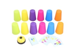 Conjunto de Copos Empilháveis Rebe para Bebês com Cartões Ilustrados, Brinquedos Educativos Coloridos para Crianças Pequenas, Conjunto de Copos Empilháveis