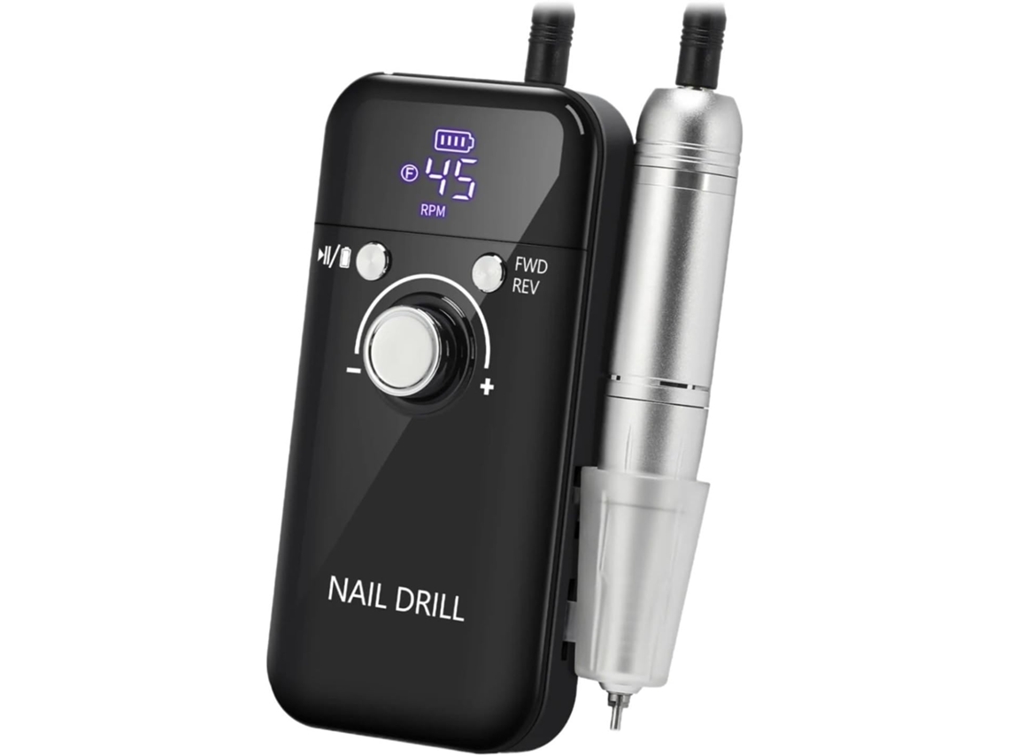 Taladro De Uñas Portátil De 45000 Rpm, Dispositivo Eléctrico Profesional De Bajo Ruido Con Pantalla.