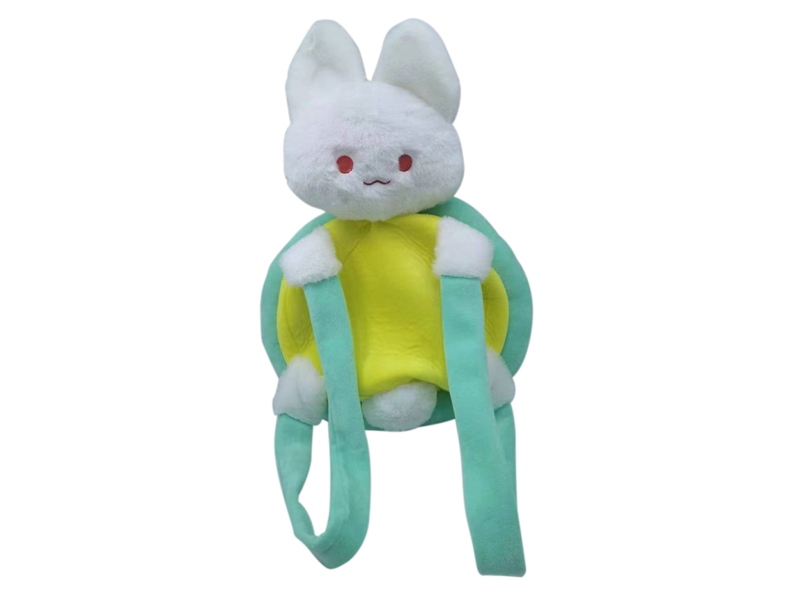 Mochila de peluche con forma de conejo tortuga y lindos detalles de animales de dibujos animados para niñas.