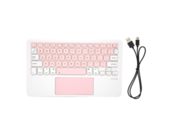 Teclado Inalámbrico Recargable Con Panel Táctil Para Tabletas Ios, Pc Y Android, Bluetooth 3.0, Pequeño Y Portátil, Color Blanco Y Rosa.