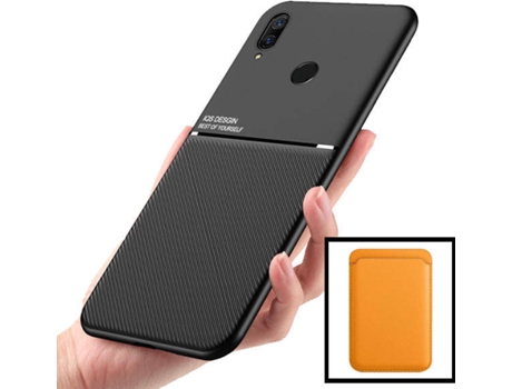 Kit Carcasa y Protector Huawei P Smart Z PHONECARE Magnetic Lux, Magentic Wallet Naranja