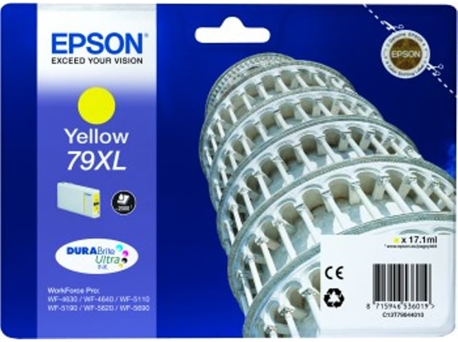 Cartucho de tinta original EPSON 79XL, Torre de Pisa 17,1 ml , Amarillo, Alta, XL, C13T79044010, T7904