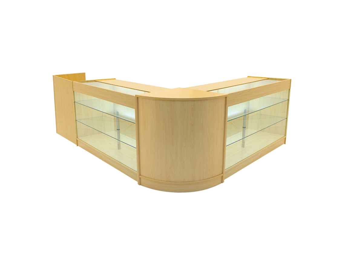 Conjunto de mostrador comercial MonsterShop Aries, roble, CM60 2xK1500TB60, MDF y vidrio templado