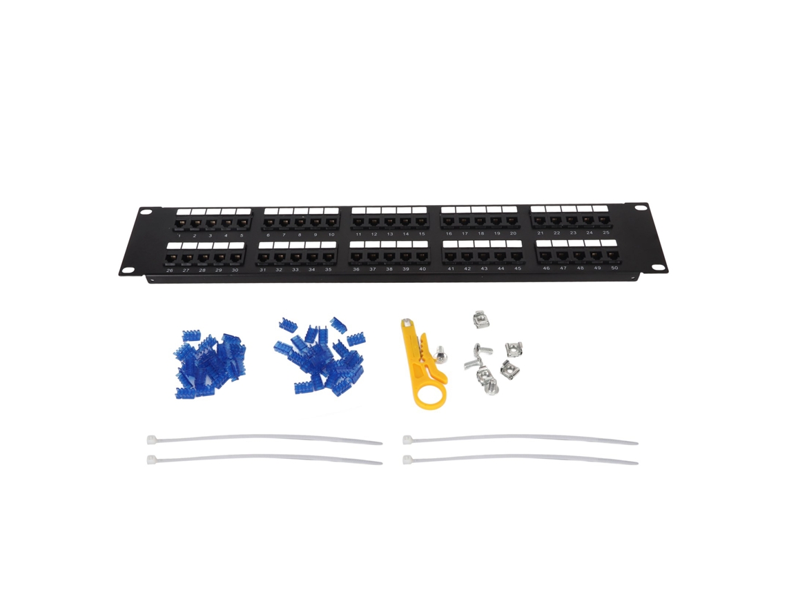 Panel de conexión de red Aetheria Cat3 de 50 puertos RJ11 Plug and Play para gabinete estándar de 19 pulgadas