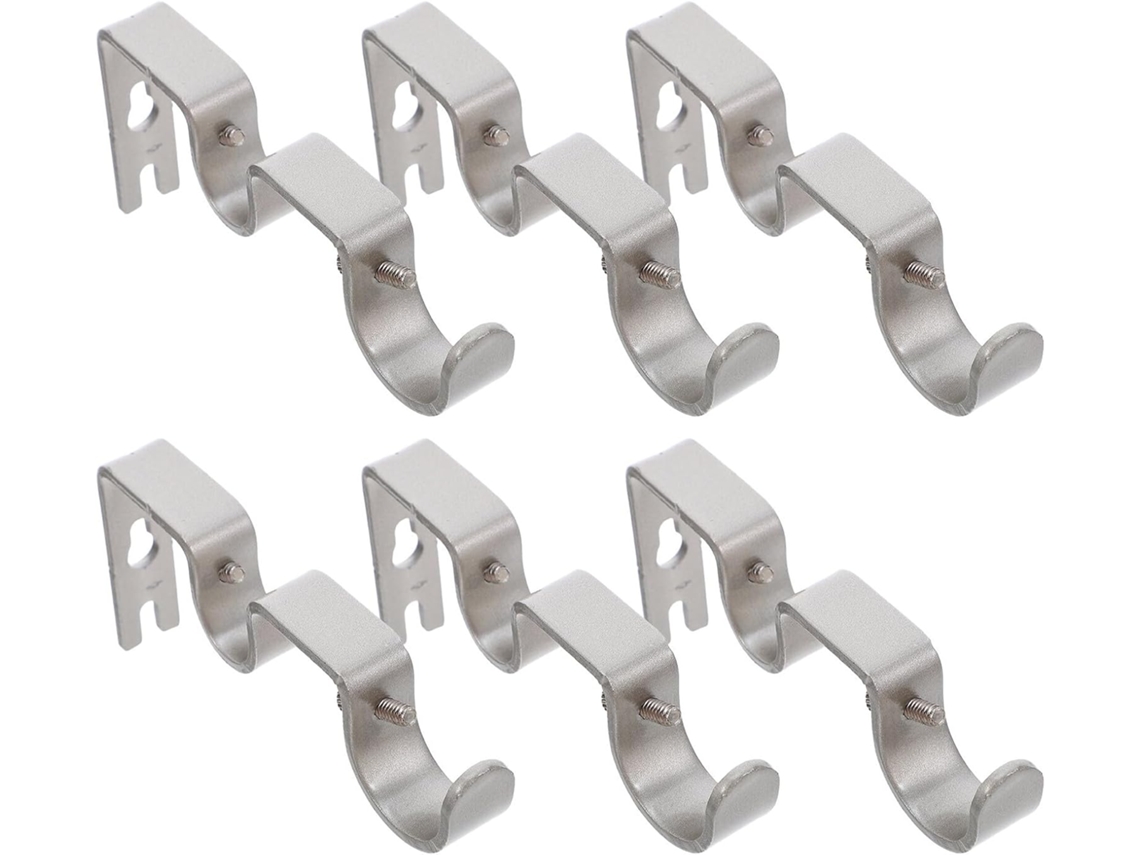 Juego De 6 Soportes De Pared Para Barras De Cortina, Fijación Rápida, Metal Plateado Y Otros Artículos.