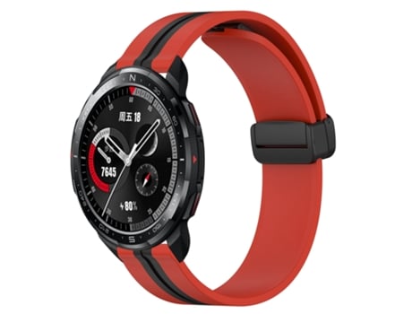 Correa de reloj inteligente para Honor Watch GS Pro, correa de silicona de 22mm con cierre magnético plegable (rojo + negro)