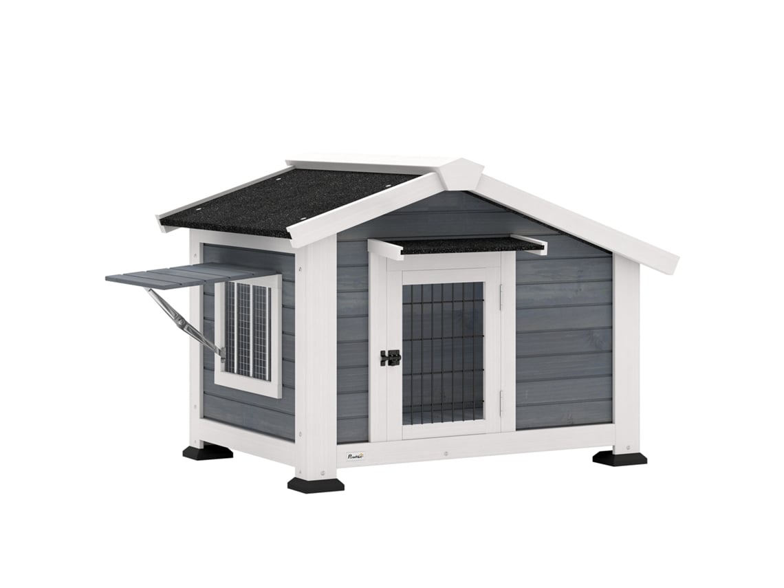 Caseta de madera para perros de exterior 98x76x69,5 cm