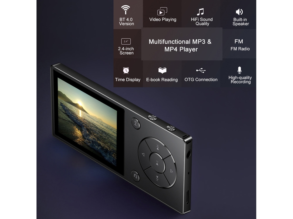 Reproductor Mp3/mp4 Ruizu D11 De 8 Gb Con Radio Fm, Grabadora De Voz, Bluetooth, Reloj, Alarma Y Podómetro.
