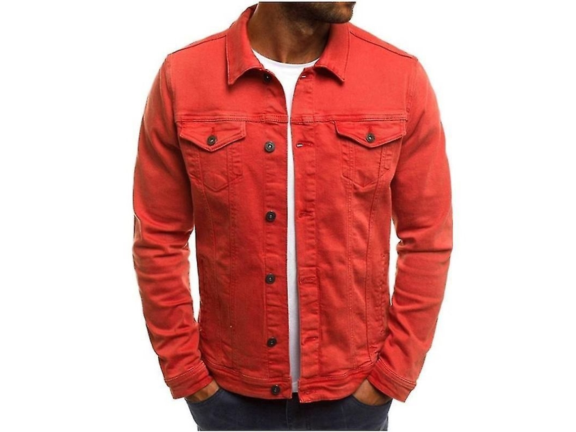 2026-chaqueta De Jeans Para Hombre Slim Fit Corta Moda Denim Err Talla Precisa Envío Rápido 2xl Rojo
