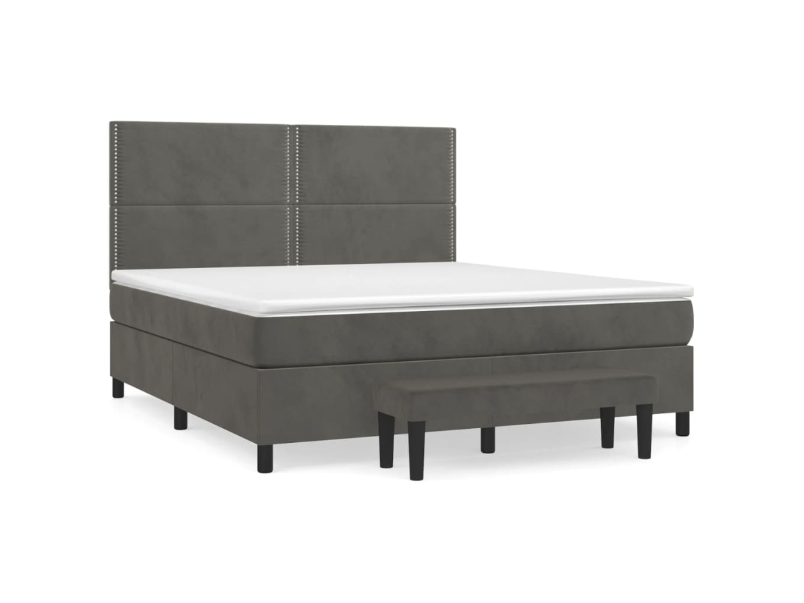 Maison Exclusive - Cama Box Spring Con Colchón Terciopelo Gris Oscuro 180x200 Cm