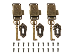 3 Llaves Decorativas Antiguas Para Armarios, Con Llave Para Joyeros, Cajas De Madera, Cajones, Armarios O Cajas De Bronce Antiguo.