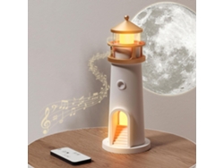 Proyector de lámpara lunar, luz nocturna con altavoces Bluetooth, luz decorativa de ambiente de faro infantil Chronus (blanco)