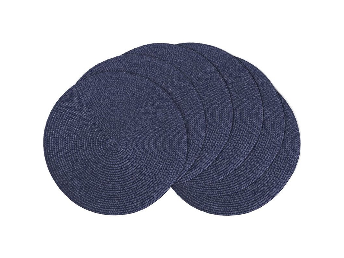 Juego De 6 Manteles Redondos De 38 Cm, Resistentes Al Calor, Lavables, De Color Azul Marino, Ideales Para La Cocina Y Fiestas.