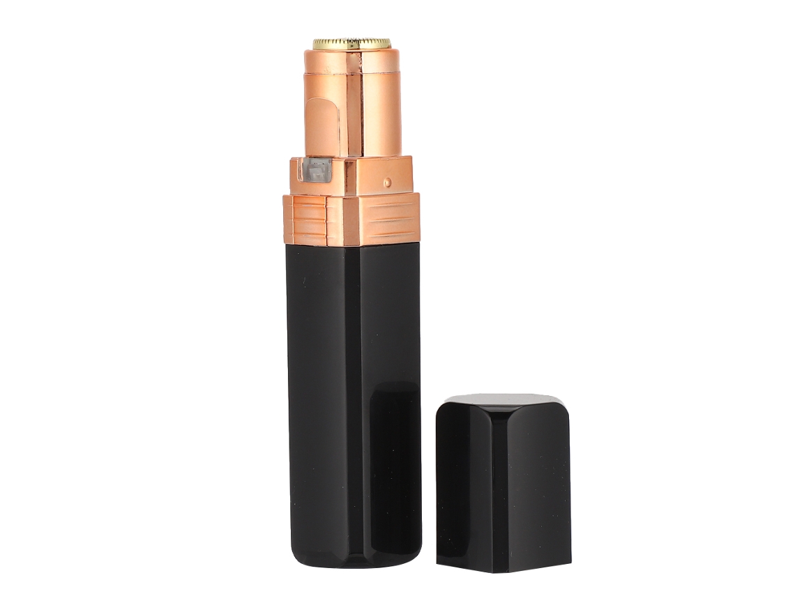 Depiladora Eléctrica Mini En Forma De Labial Compacta Y Bonita Para Mujer Depilación Facial Y Corporal Negro Brillante