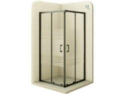 Mampara de Ducha MOMENTS OF GLASS Diana 90x95x190cm | Reversible |Puertas correderas, Ajuste 87,5-89,5x92,5-94,5cm | Perfiles negros, Cristal parcial satinado 6mm