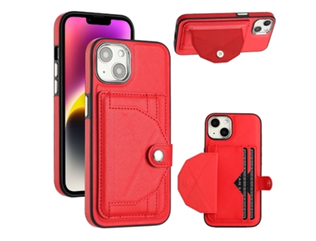 Funda Mobile Phone Cases Shockproof With Card para iPhone 13 Piel Marrón