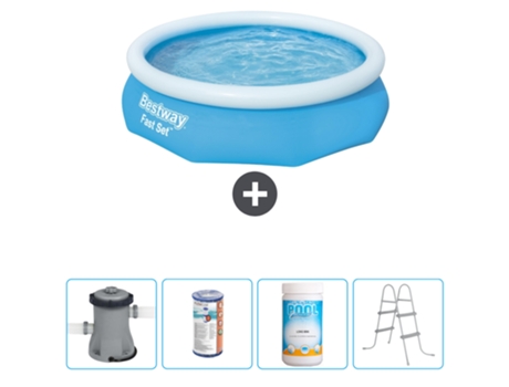 Piscina hinchable redonda Fast Set BESTWAY - 305 x 76 cm - Azul - Bomba incluida Filtrar - Cloro - Escalera