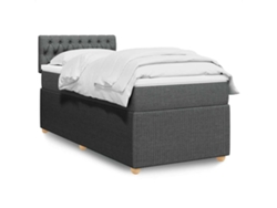 Cama Box Spring Con Colchón Tela Gris Oscuro 100x200 Cm