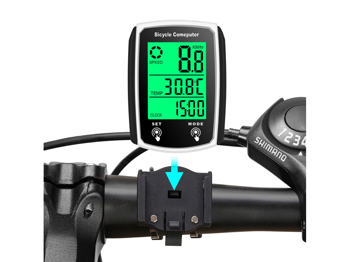 Ciclocomputador con cable, 19 funciones, pantalla táctil, velocímetro, odómetro, resistente al agua, retroiluminación.