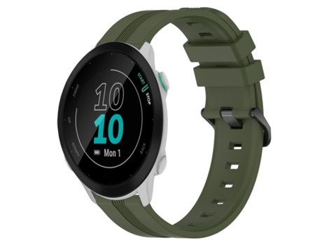 Correa de reloj inteligente para Garmin Forerunner 158 Correa de reloj cóncava de silicona a rayas de 20 mm (verde militar)
