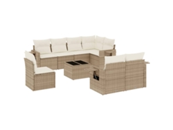 Conjunto 9 de sofás de jardín VIDAXL con cojines ratán sintético beige