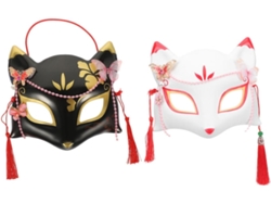 Máscara De Zorro De Media Cara De 2 Piezas, Accesorios De Cosplay Para Divertidas Decoraciones De Eventos.