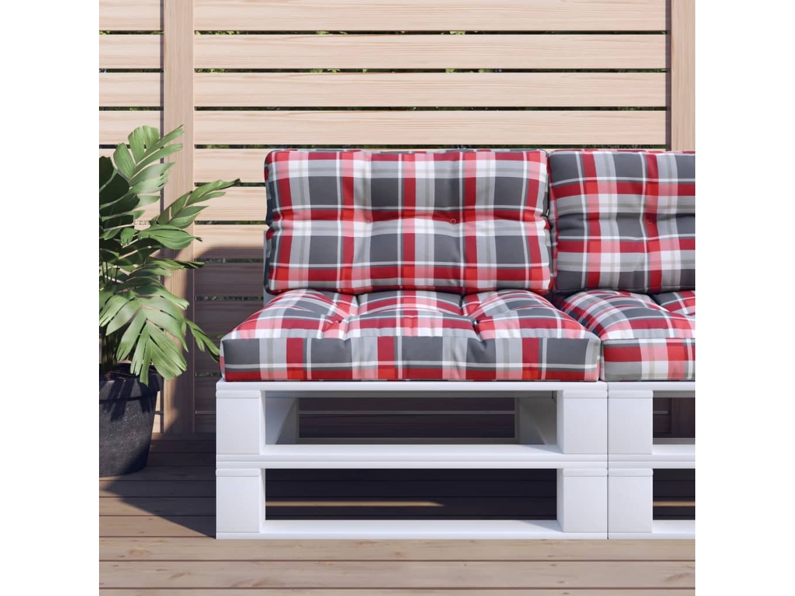 Cojines para muebles de palets, 2 unidades, en tela a cuadros rojos HARLANV1