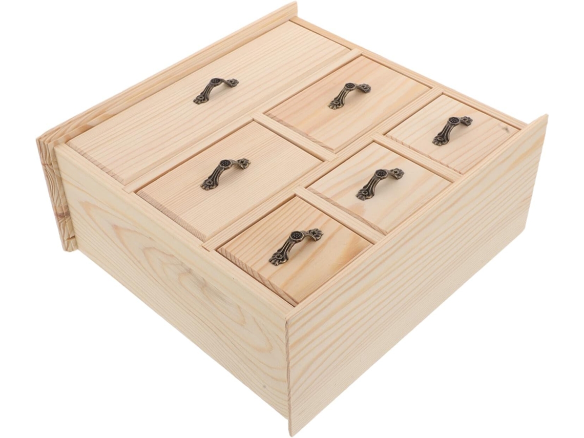 Mini Caja De Almacenamiento De Madera De 6 Cajones Para Oficina