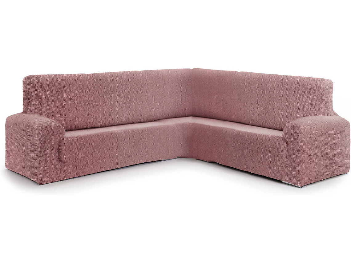 Funda de Sofá Rinconera EYSA Jaz Premium 3+2 Bielástica (350-450 cm - Algodón y Poliéster - Rosa)