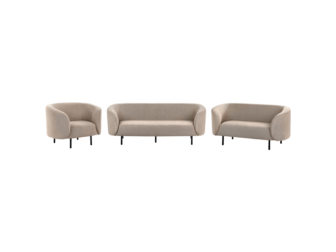 Conjunto de Sofás de Diseño Clásico BELIANI Loen de Poliéster Crema 200X70X79