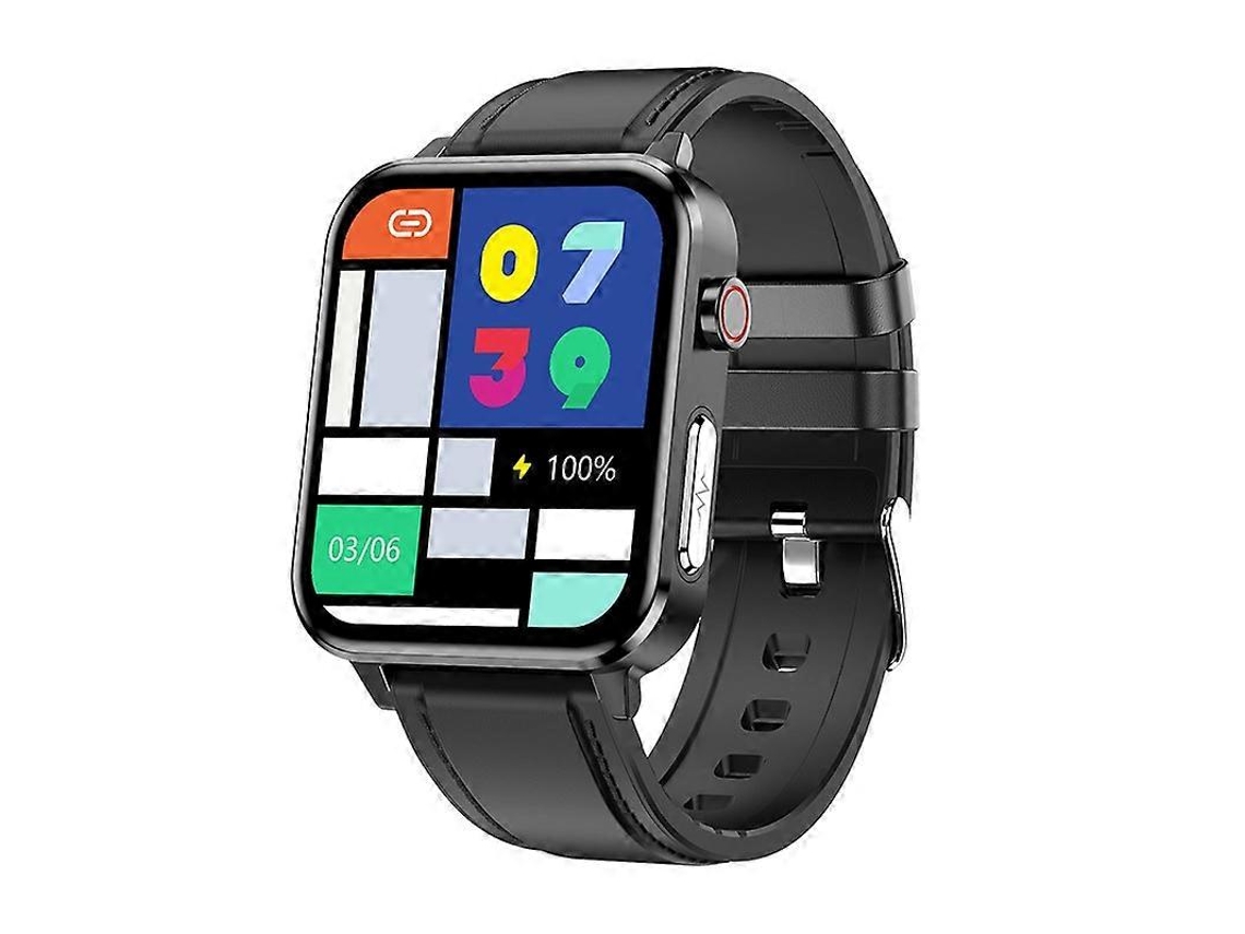 Reloj inteligente Bluetooth Loaniy E86 de 1,7 pulgadas con monitor de frecuencia cardíaca, color cuero negro Ly Ebike