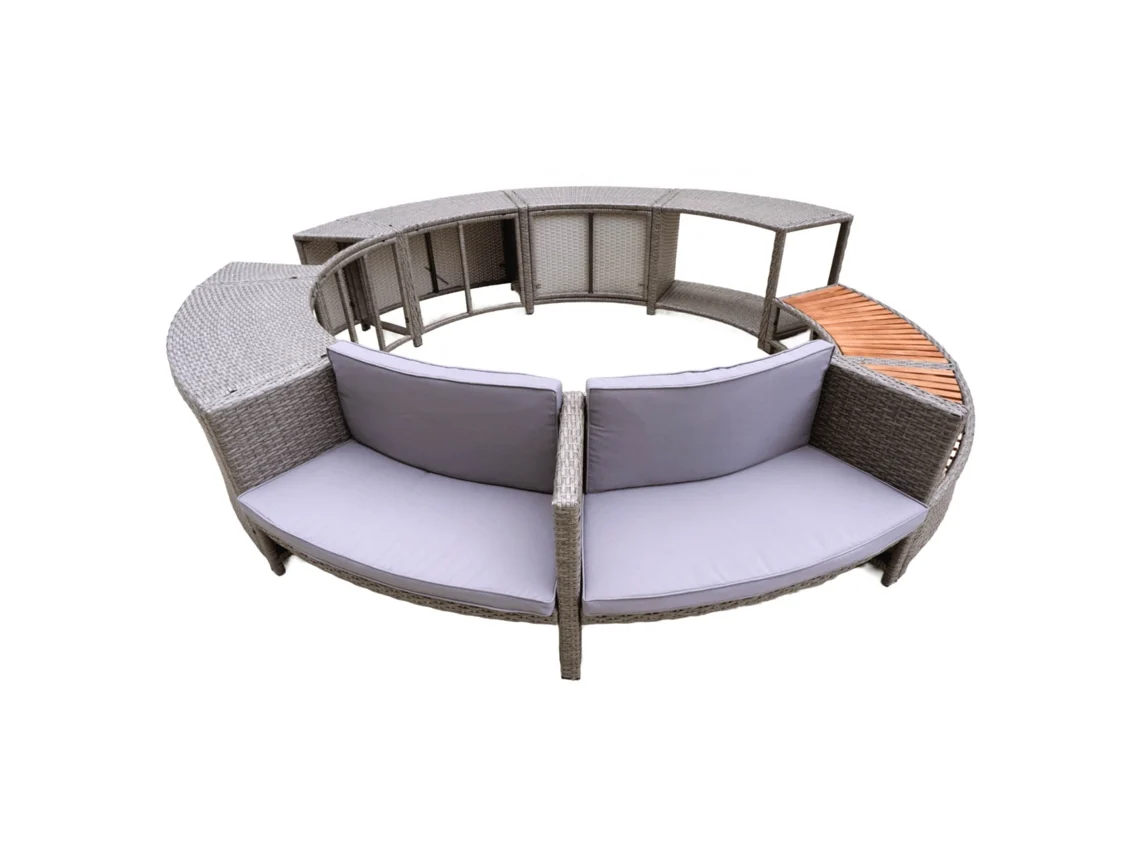 Revestimiento para Spa Hidromasaje K2O Full Surround 180 Ø279x40x56 cm Borde para Spa Circular con Escalones, Asientos y Almacenamiento