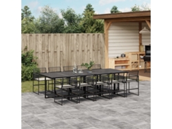 Juego de comedor de jardín de 11 piezas con cojines de mimbre negros de DKD Home Decor