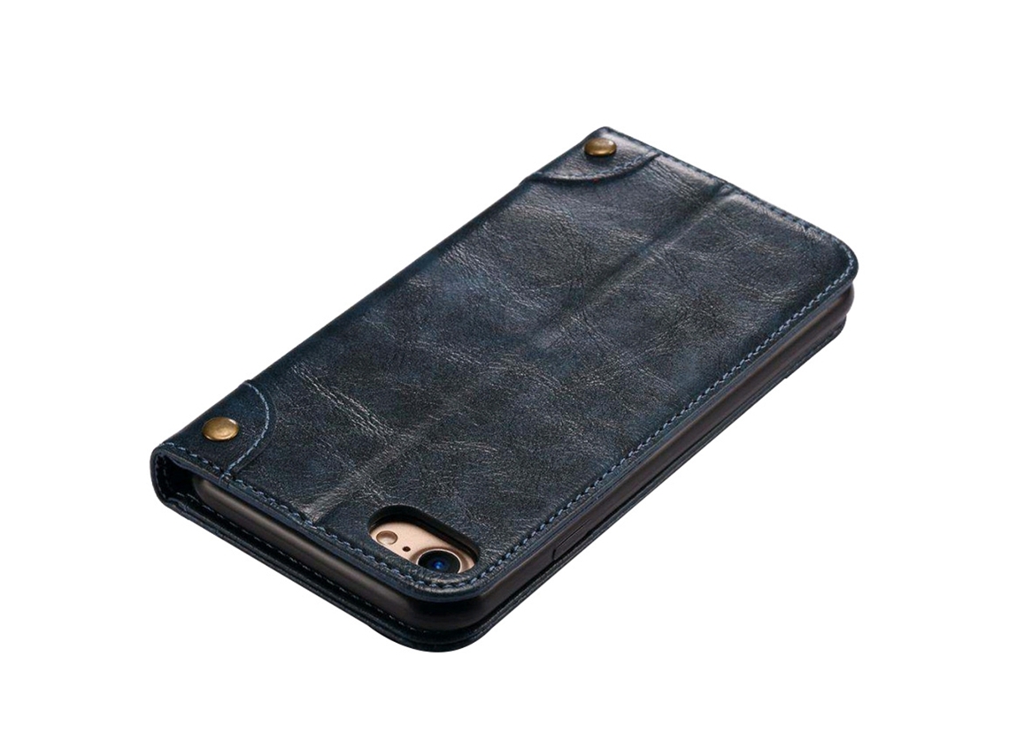 Estuche Protector Elegante De Teléfono Ligero De Tarjeta De Inserción De Carta De Capucha Para Iphone 8/7 Azul