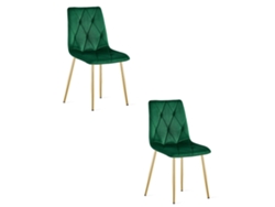 Silla De Comedor Juego De 2 Piezas Tyra Asiento Verde Oscuro, Piernas De Oro, Asiento Acolchado, Asiento Ergonómico