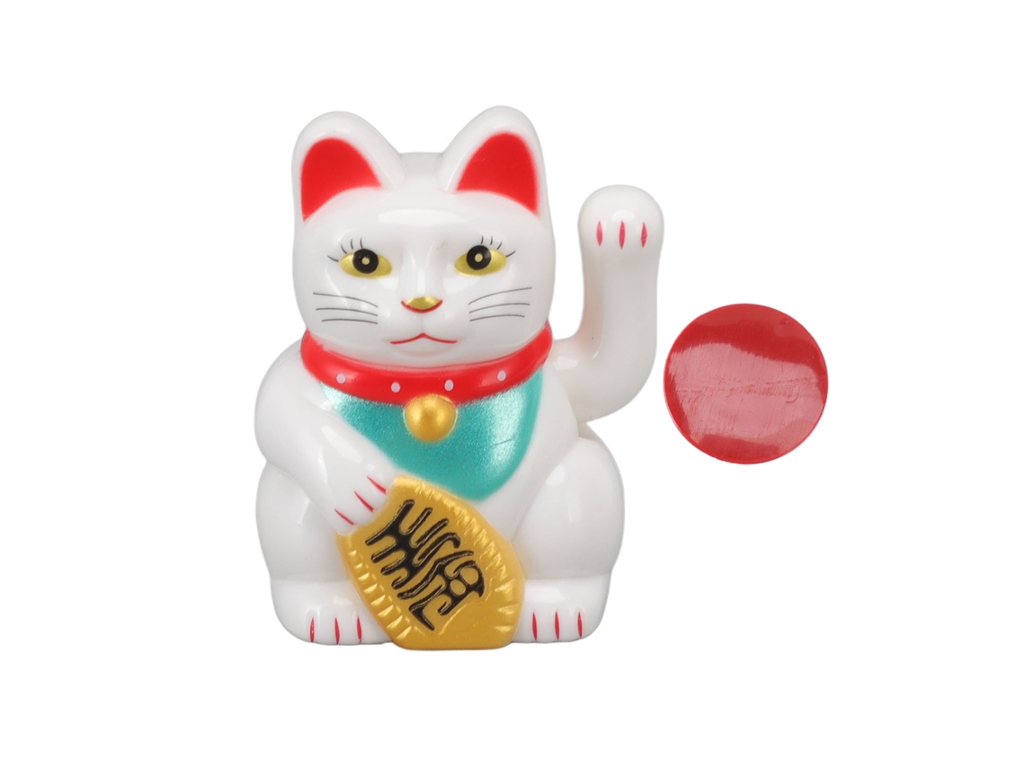 2026-gato De La Suerte Chino Decoración Con Brazo Moviéndose Luz Solar Inductor Estatua Figura Para Hogar Coche Ornamento Blanco