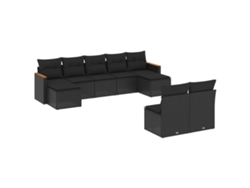 Maison Exclusive - Set De Sofás De Jardín 8 Piezas Y Cojines Ratán Sintético Negro
