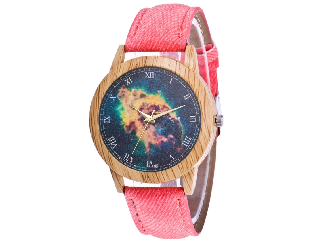 Reloj De Pulsera Unisex De Cuarzo Con Cinturón Jeans Nebula Casual Zhoulianfa Rosa