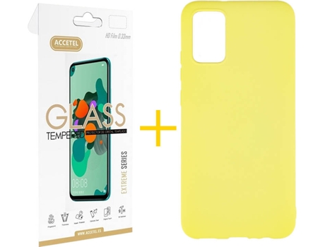 Kit Funda + Protector de Pantalla Samsung A02s ACCETEL 2832 Amarillo