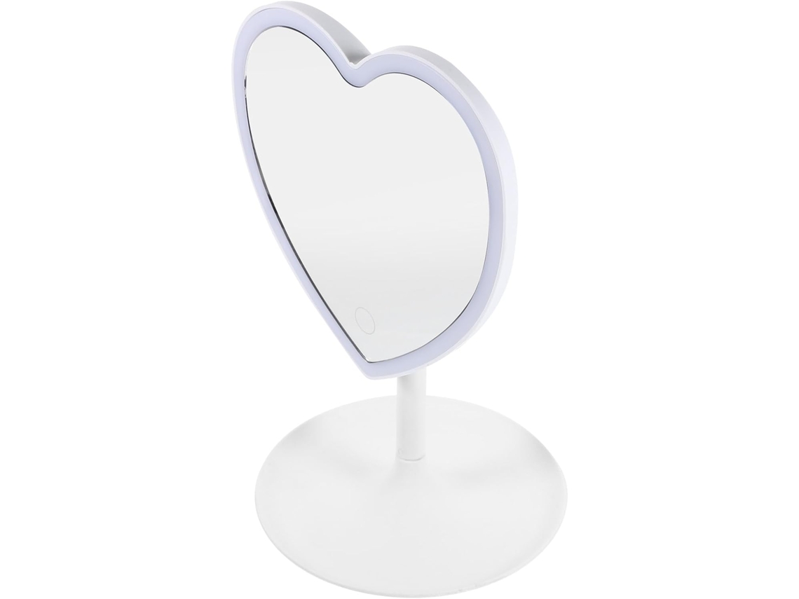 Espejo Cosmético Led Con Forma De Corazón Y Luz Inteligente, Tocador Portátil Para Maquillaje En Casa.