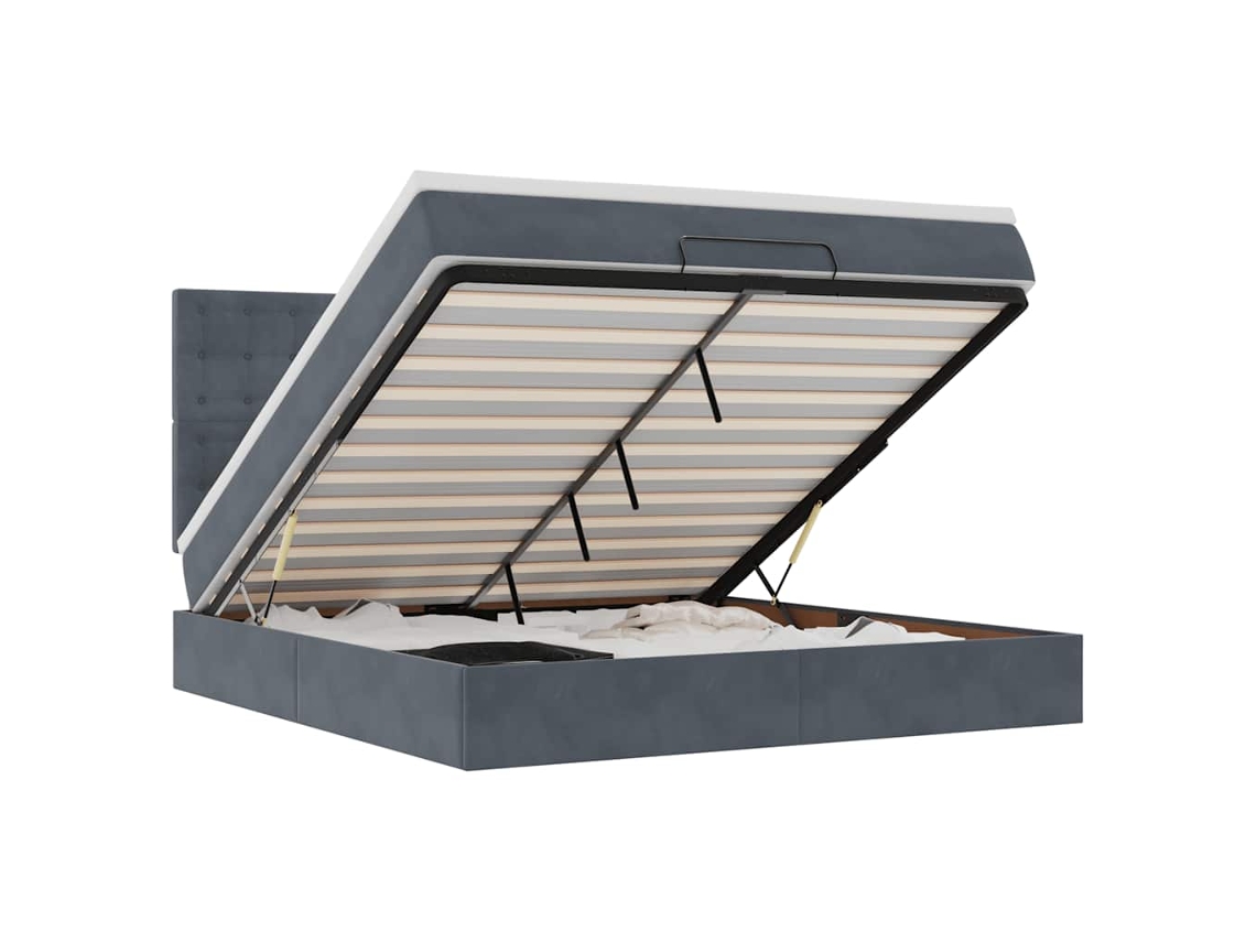 Maison Exclusive - Estructura Cama Otomana Colchones Terciopelo Gris Oscuro