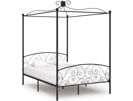 vidaXL Estructura de cama con dosel 120x200 cm metal negro