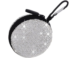 Estuche Usb Redondo Con Diamantes De Imitación Plateados, Organizador Portátil Para
