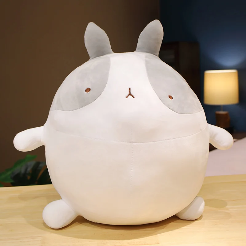 (gris Y Blanco, 55 Cm) Cojín Cilíndrico Para Sofá Con Diseño De Conejo Y Oso De Patata, Tamaño Adulto.