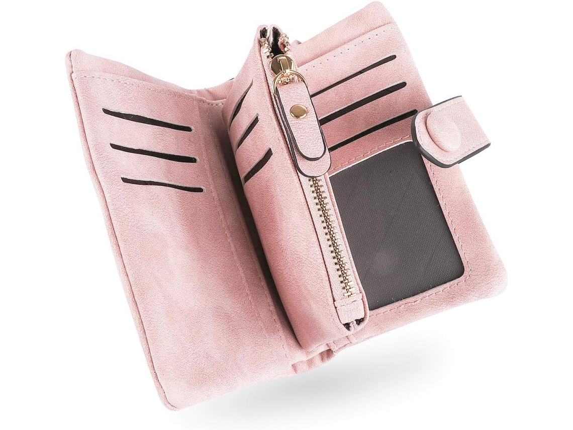 Cartera Corta Con Acabado Mate - Diseño Compacto Y Elegante - Rosa