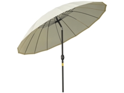 VPMKP - Sombrilla redonda inclinable Outsunny 18 varillas, manivela, metal y fibra de vidrio Ø2,5 m poliéster beige
