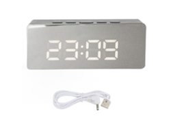 Reloj Digital Led Pantalla Grande Hd Con Tecnología Espejo Negro Alarma Batería O Enchufe Para Hogar