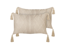 Juego de cojines con borlas BELIANI Caesia de Algodón Beige 30x50x15
