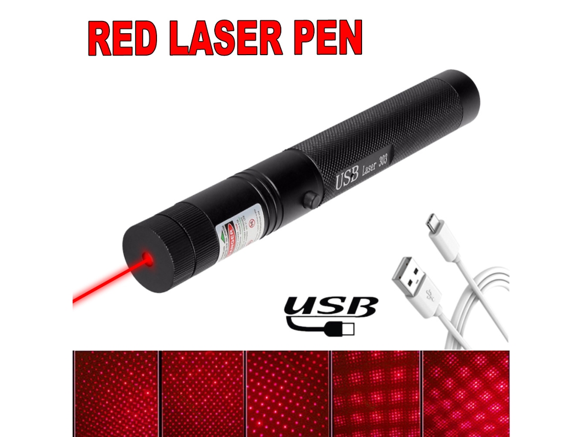 CHRUI Puntero Láser Recargable Usb, Con Tapa De Estrella De Enfoque Ajustable, Color Rojo